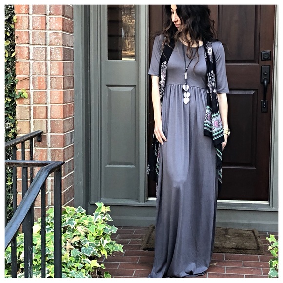 ✨LAST ONE ✨Grey long side pocket maxi dress - Picture 6 of 8